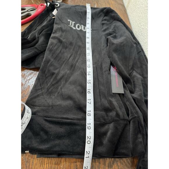 No Bo LOVE Juniors Hoodie Black Velour Zip Front Long Sleeve Large 11/13 NWT - Picture 6 of 7